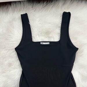 Zara Women’s Classic half mesh Black Bodysuit